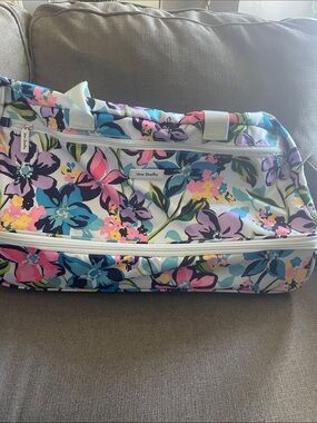Vera Bradley Floral Travel Duffel - Pink Blue Purple Green on Cream